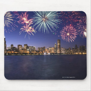 Fireworks over Chicago skyline 2 Mouse Pad