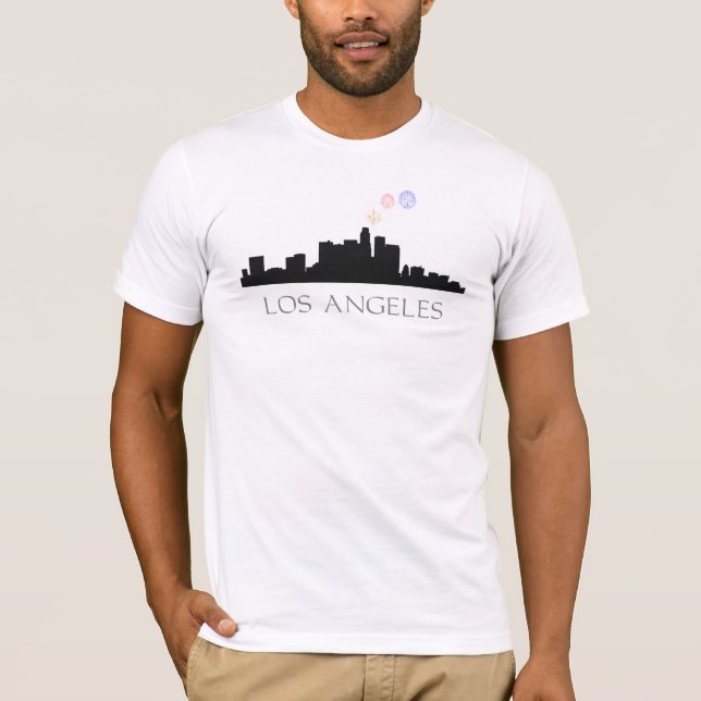 Fireworks Over Los Angeles Skyline T-shirts (Front)