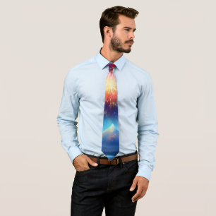 Fireworks Over Mountains and Forest. Tie