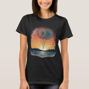 Fireworks Over Sunset Lake T-Shirt