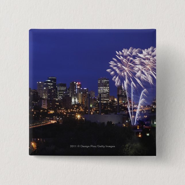 Fireworks Over The City 15 Cm Square Badge (Front)