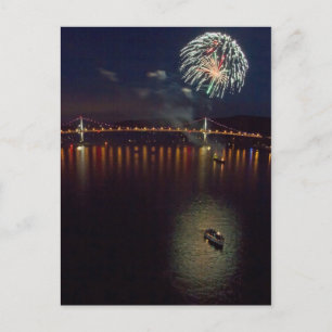 Fireworks Over The Hudson River Postcard