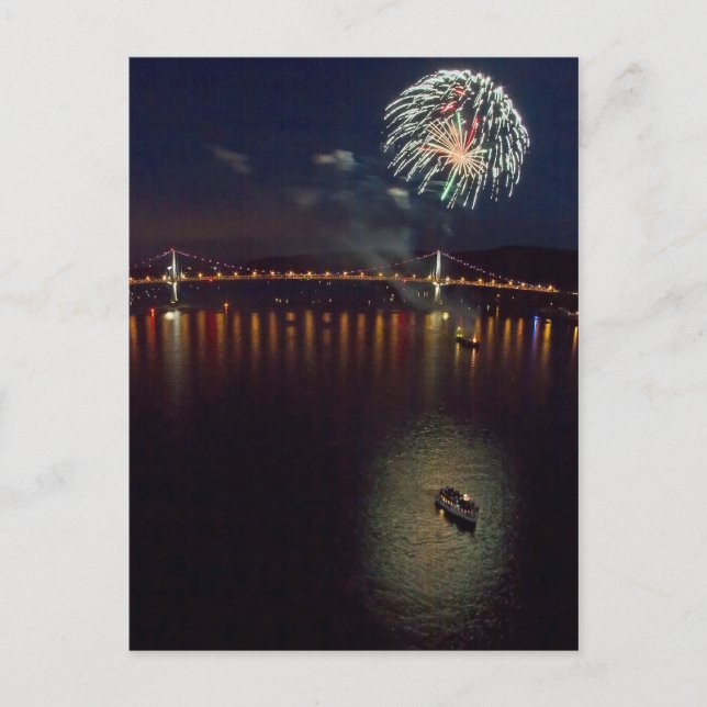Fireworks Over The Hudson River Postcard (Front)