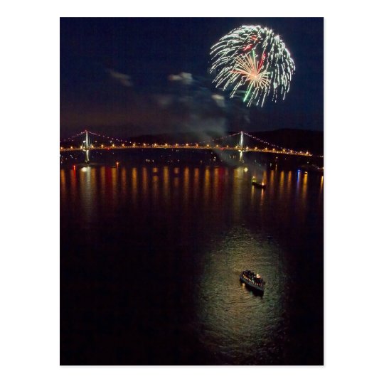 Fireworks Over The Hudson River Postcard