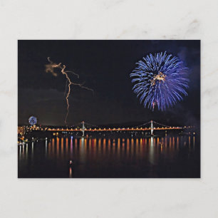 Fireworks Over The Hudson River Postcard