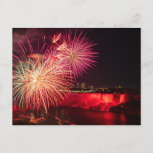Fireworks over the Niagara Falls postcard
