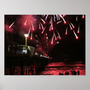 Fireworks Over the Water Poster