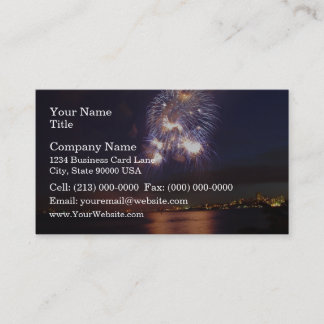 Fireworks over water business card