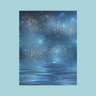 Fireworks Over Water Scrapbook Paper