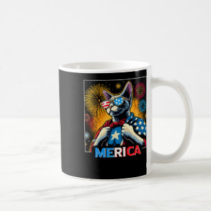 Fireworks Patriotic Devon Rex Cat Merica Coffee Mug