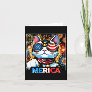 Fireworks Patriotic Maneki Neko Cat Merica  Card