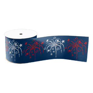 Fireworks Patriotic Ribbon Grosgrain Ribbon