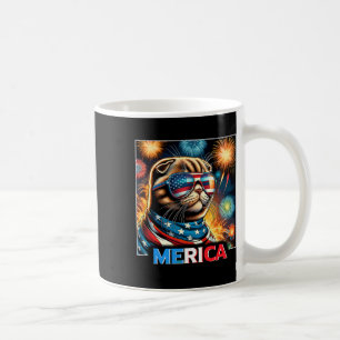 Fireworks Patriotic Scottish Fold Cat Merica  Coffee Mug