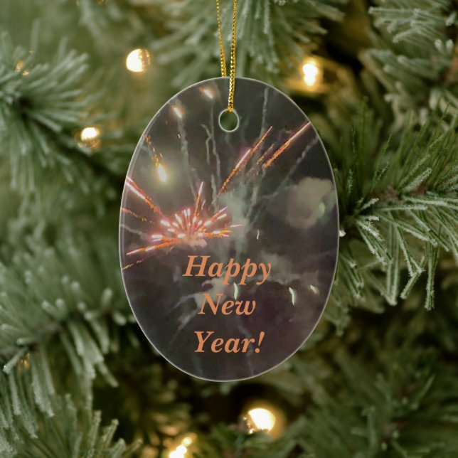 Fireworks Photo Ceramic Ornament (Tree)
