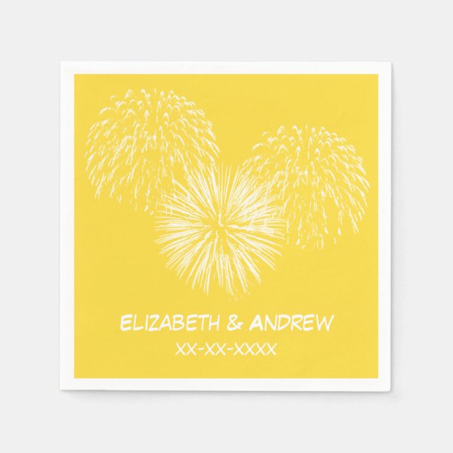 Fireworks, Pineapple Background, Name Monogram Napkin (Front)