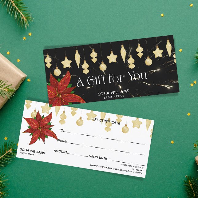 Fireworks Poinsettia Christmas Ornaments Gift Card (Creator Uploaded)