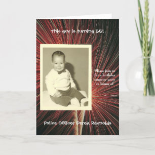 Fireworks Police Officer Surprise Birthday Party Invitation