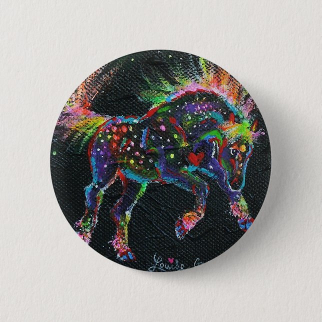 Fireworks Pony Button Pin (Front)
