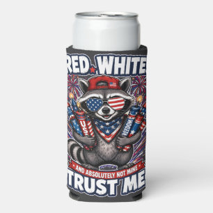 Fireworks Racoon 4th of July Can Cooler