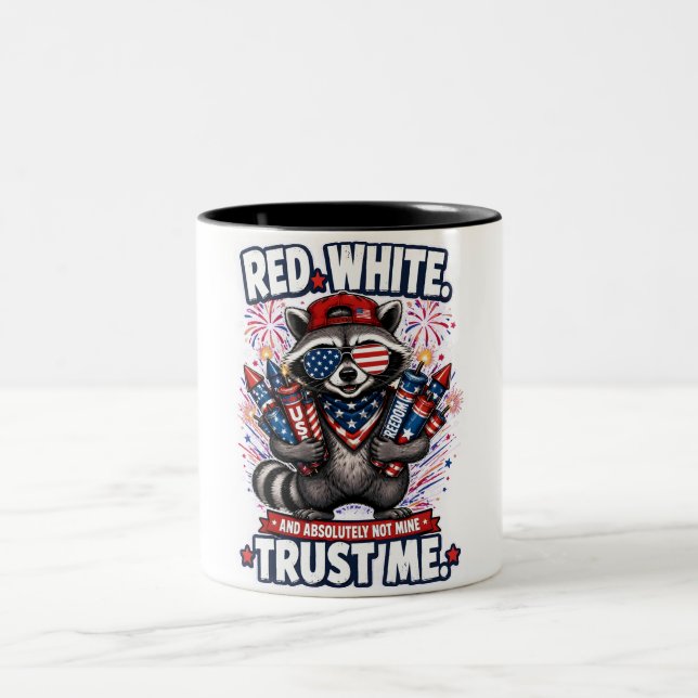 Fireworks Racoon 4th of July Coffee Mug (Center)
