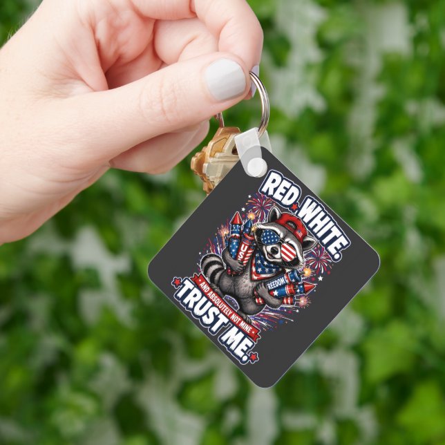 Fireworks Racoon 4th of July keychain (Hand)