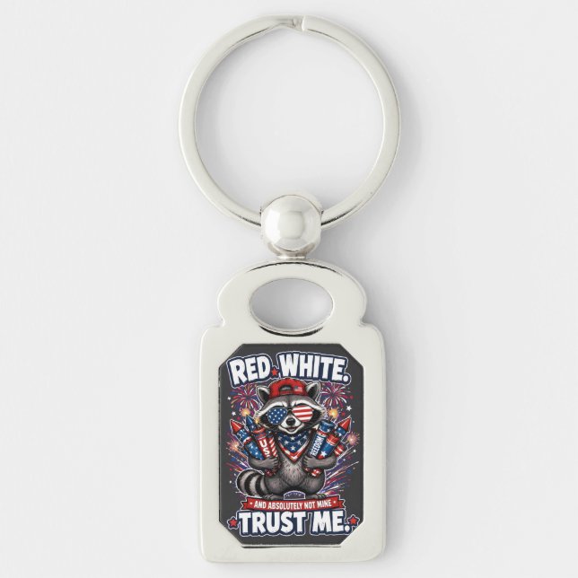 Fireworks Racoon 4th of July Keychain (Front)
