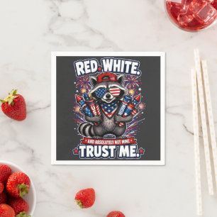 Fireworks Racoon 4th of July Napkin