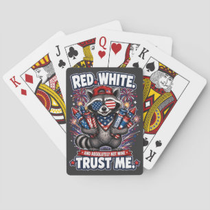Fireworks Racoon 4th of July Playing Cards