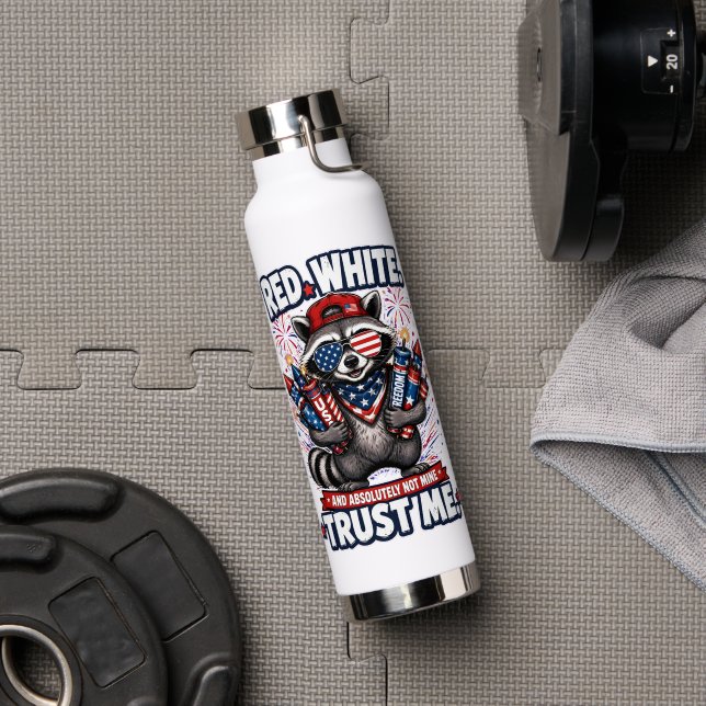 Fireworks Racoon 4th of July Water Bottle (Gym (Rotated))