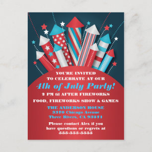 Fireworks Rockets 4th of July Postcard