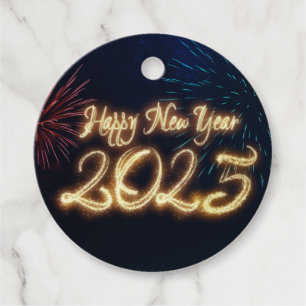 Fireworks Sparkling Happy New Year 2025 Favour Tags