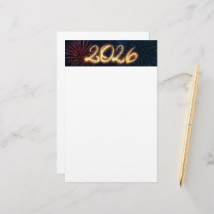 Fireworks Sparkling Happy New Year 2026 Stationery
