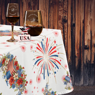 Fireworks Sparks Independence Party Tablecloth