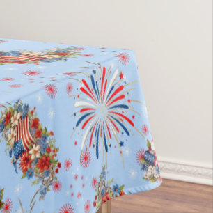 Fireworks Sparks Independence Party Tablecloth