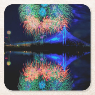 Fireworks Square Paper Coaster