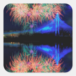 Fireworks Square Sticker