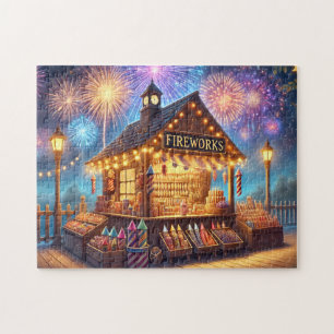 Fireworks Stand Festive Market Family 4th of July Jigsaw Puzzle