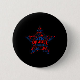 Fireworks Stars 4th Of July Patriotic Freedom Day 6 Cm Round Badge