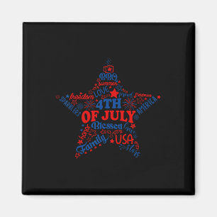 Fireworks Stars 4th Of July Patriotic Freedom Day  Magnet