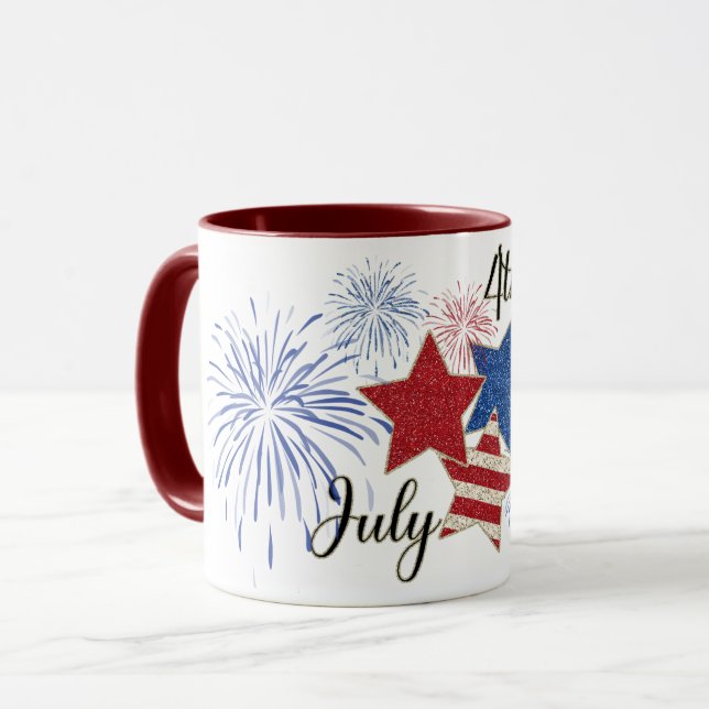 Fireworks Stars and Stripes 4th of July 11 oz Mug (Front Left)