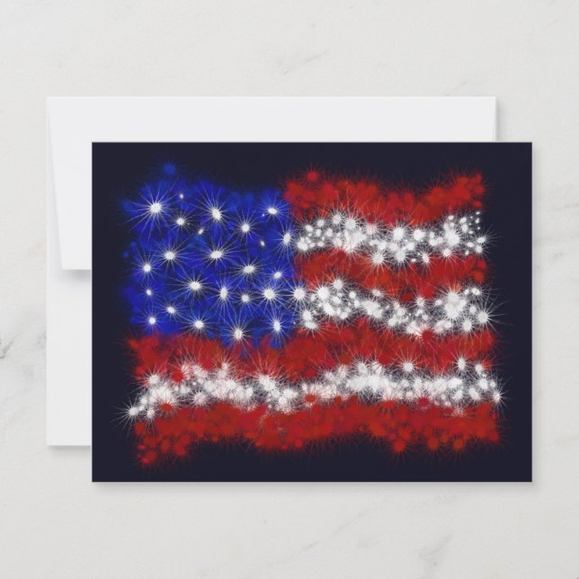 Fireworks Stars and Stripes American Flag Invitation (Front)