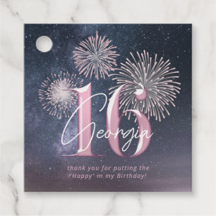 Fireworks Sweet 16 Midnight Blush ID984 Favour Tags