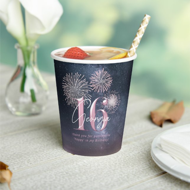 Fireworks Sweet 16 Midnight Blush ID984 Paper Cups (Insitu)