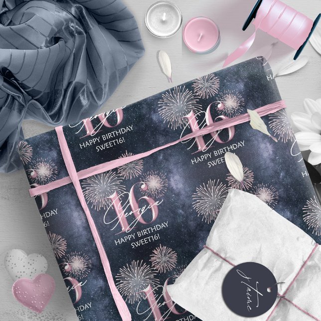 Fireworks Sweet 16 Midnight Blush ID984 Wrapping Paper (Creator Uploaded)