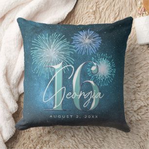 Fireworks Sweet 16 Teal ID984 Cushion