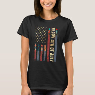 Fireworks Usa Flag Patriotic American Happy 4th Of T-Shirt