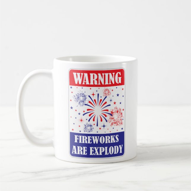 Fireworks Warning Sign Coffee Mug (Left)