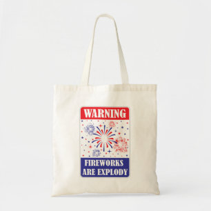 Fireworks Warning Sign Tote Bag