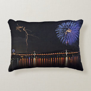 Fireworks With Lightning Decorative Cushion