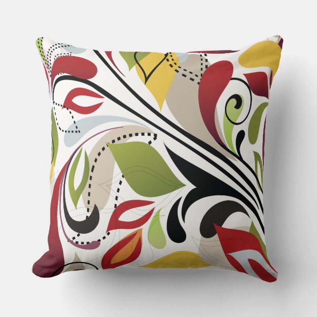 FIREY FLORAL DESIGN Retro Throw Pillow (Front)